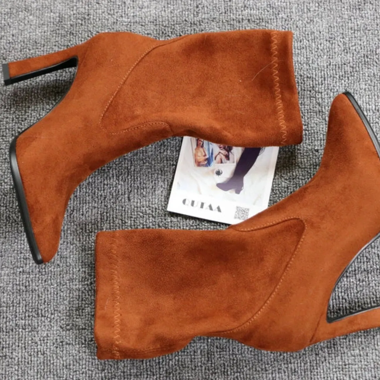 Women's Spring/Autumn Suede Ankle Boots With High Heels