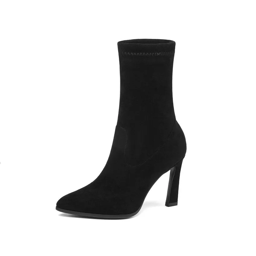Women's Spring/Autumn Suede Ankle Boots With High Heels