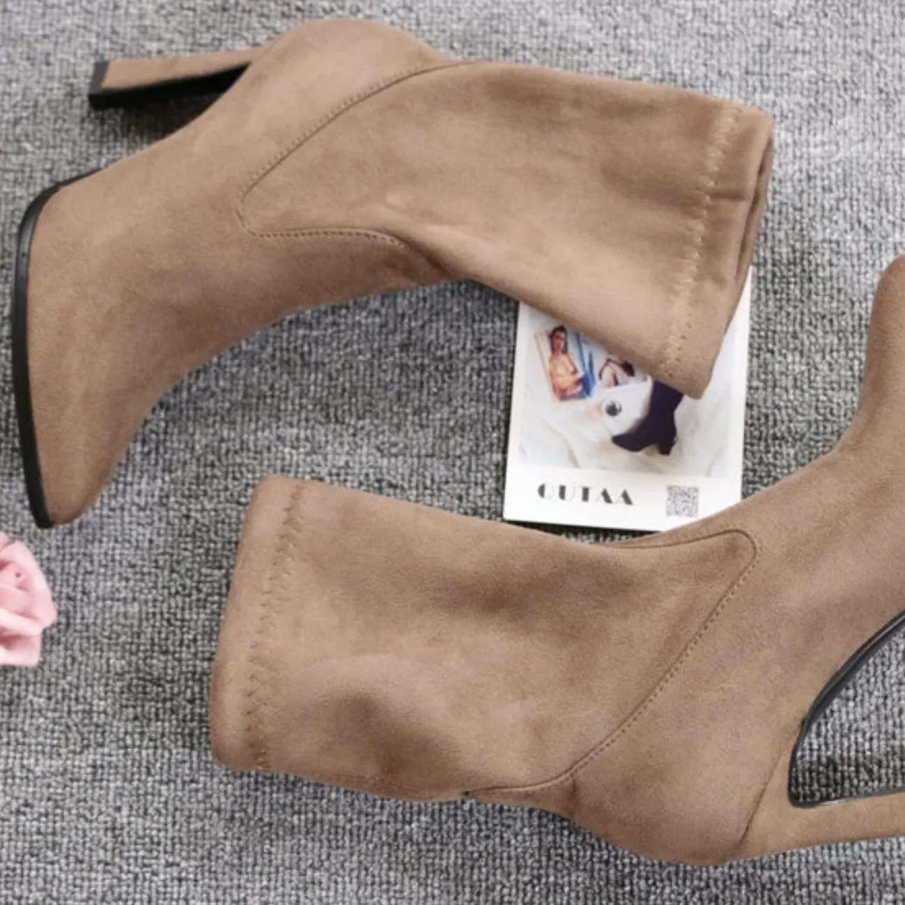 Women's Spring/Autumn Suede Ankle Boots With High Heels