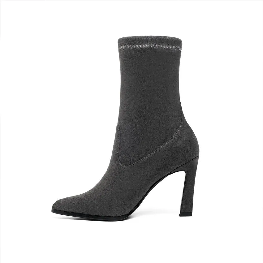 Women's Spring/Autumn Suede Ankle Boots With High Heels