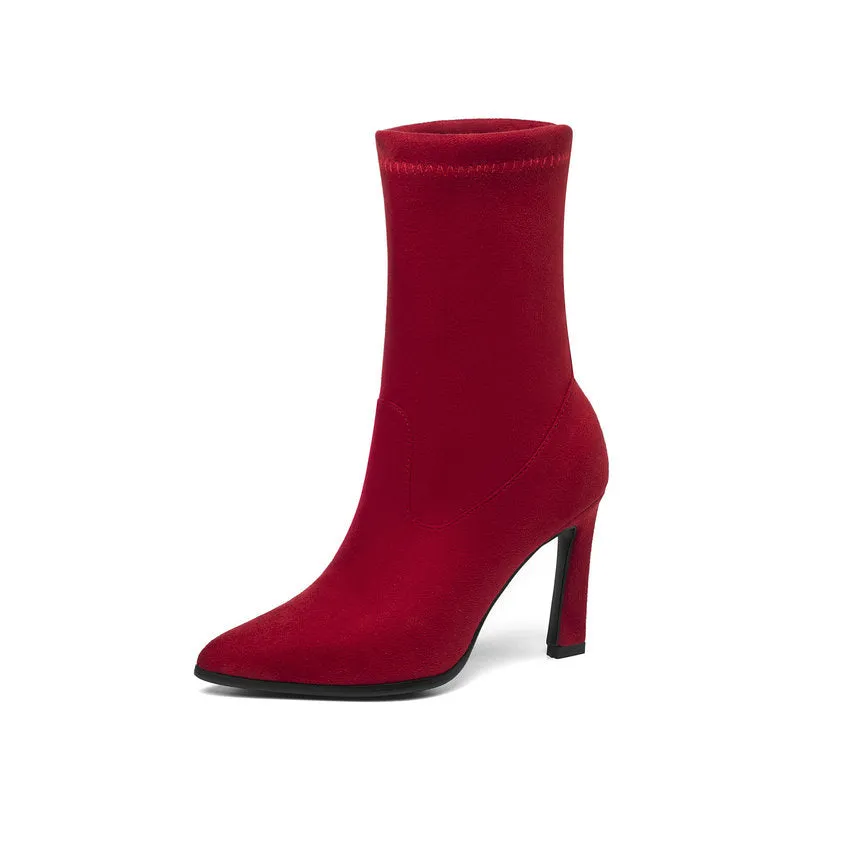Women's Spring/Autumn Suede Ankle Boots With High Heels