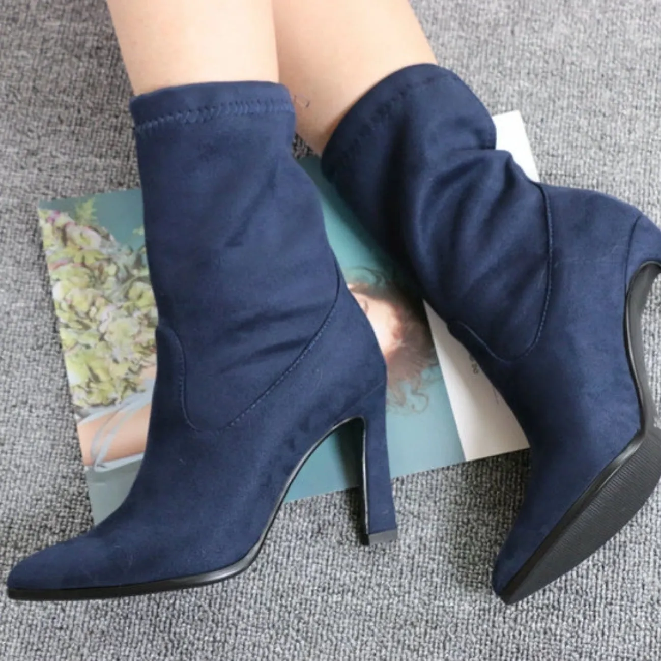 Women's Spring/Autumn Suede Ankle Boots With High Heels