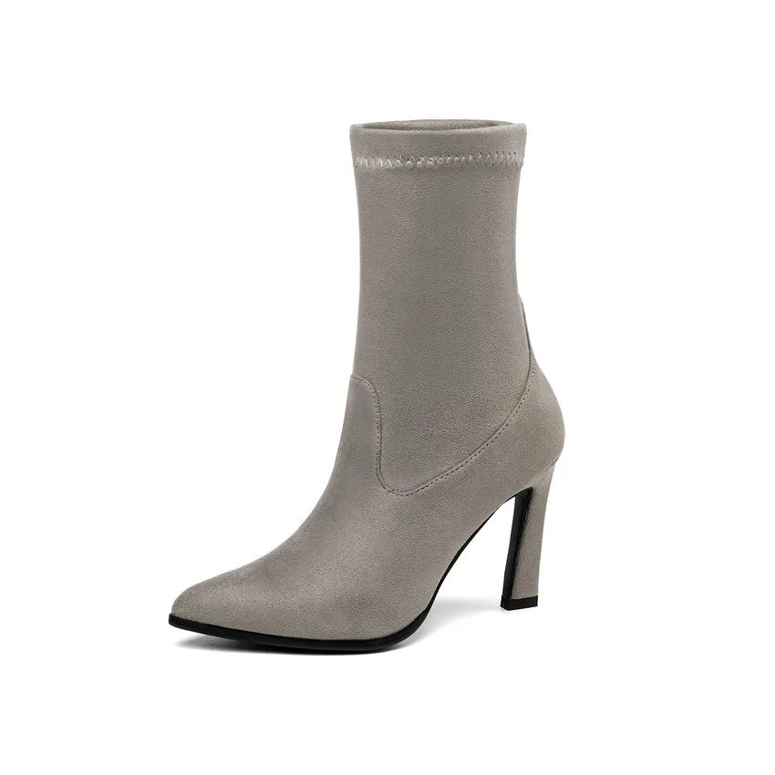 Women's Spring/Autumn Suede Ankle Boots With High Heels