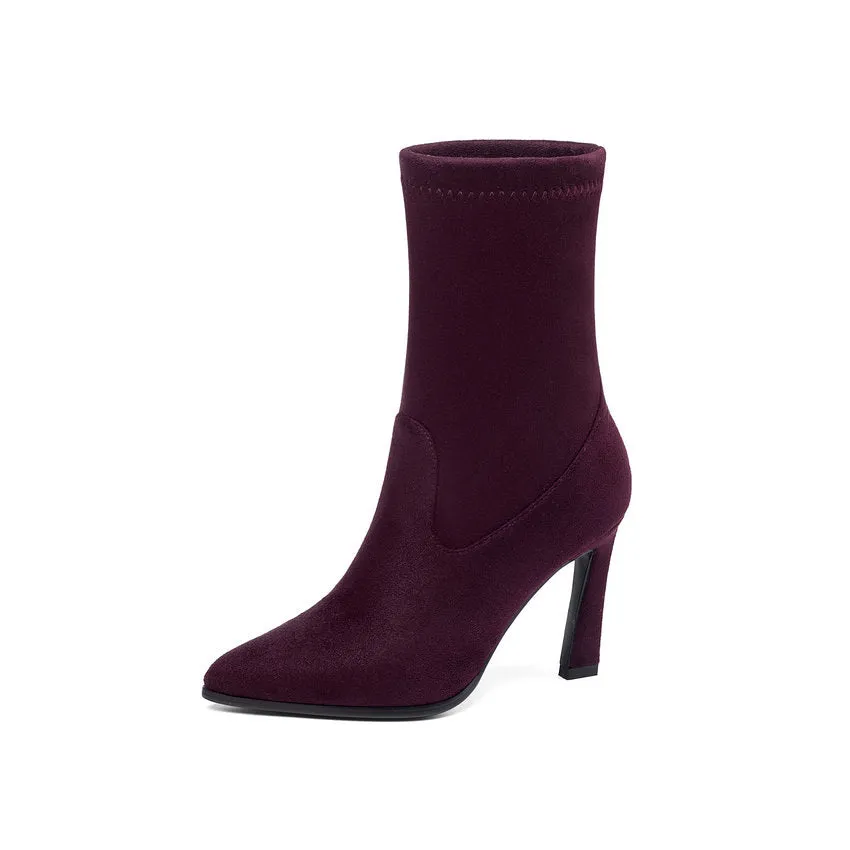 Women's Spring/Autumn Suede Ankle Boots With High Heels
