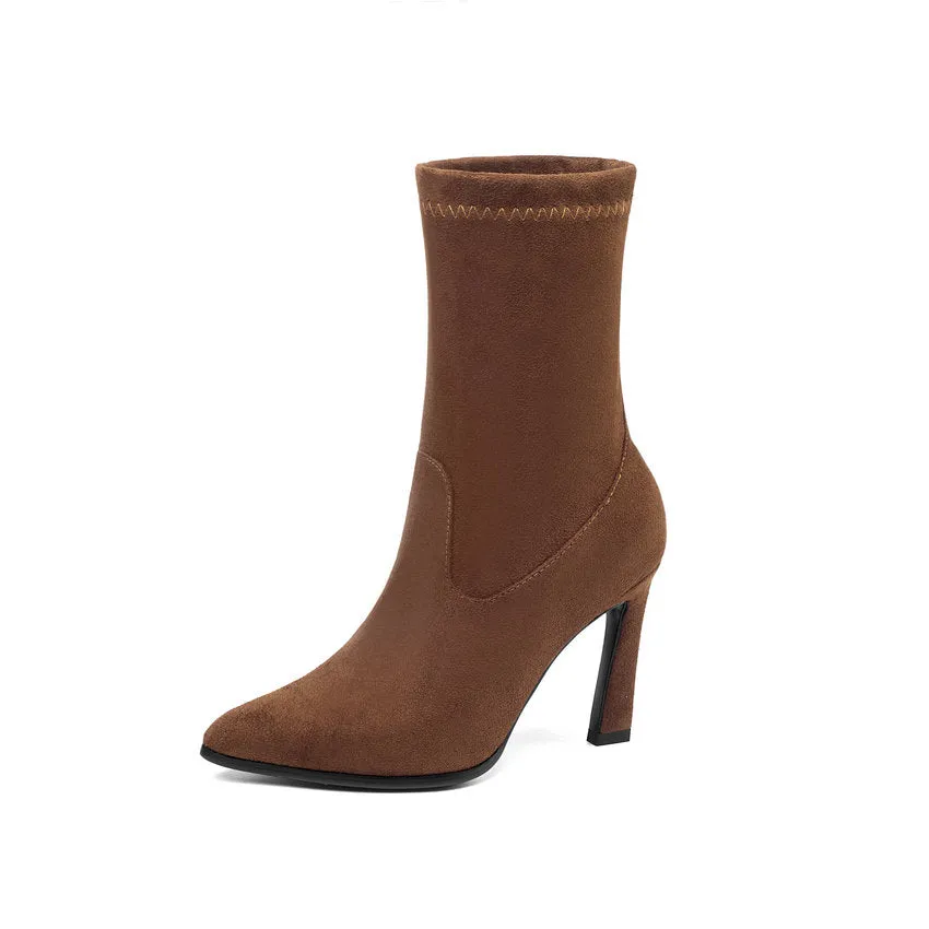 Women's Spring/Autumn Suede Ankle Boots With High Heels