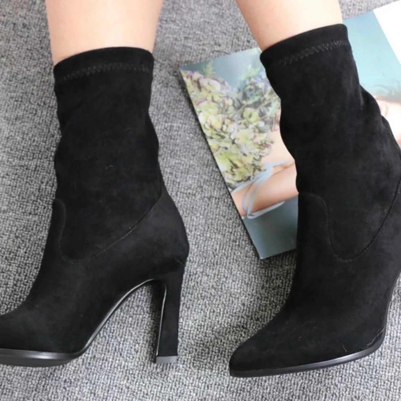 Women's Spring/Autumn Suede Ankle Boots With High Heels