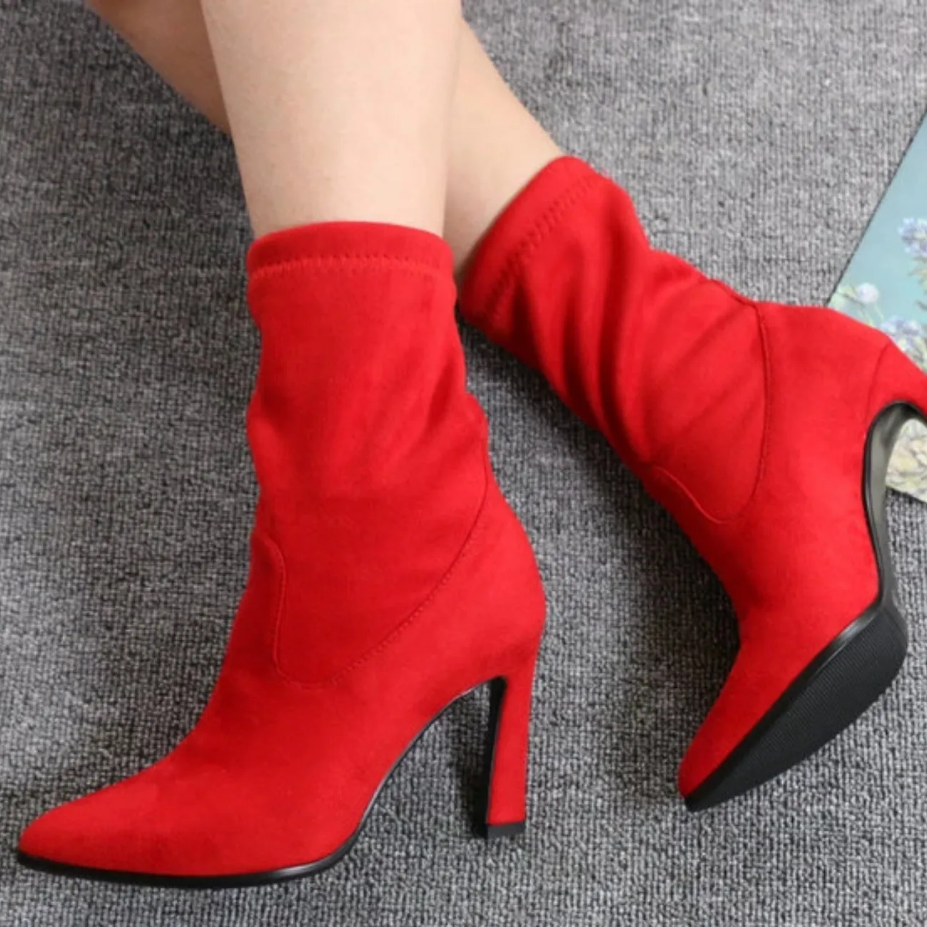 Women's Spring/Autumn Suede Ankle Boots With High Heels